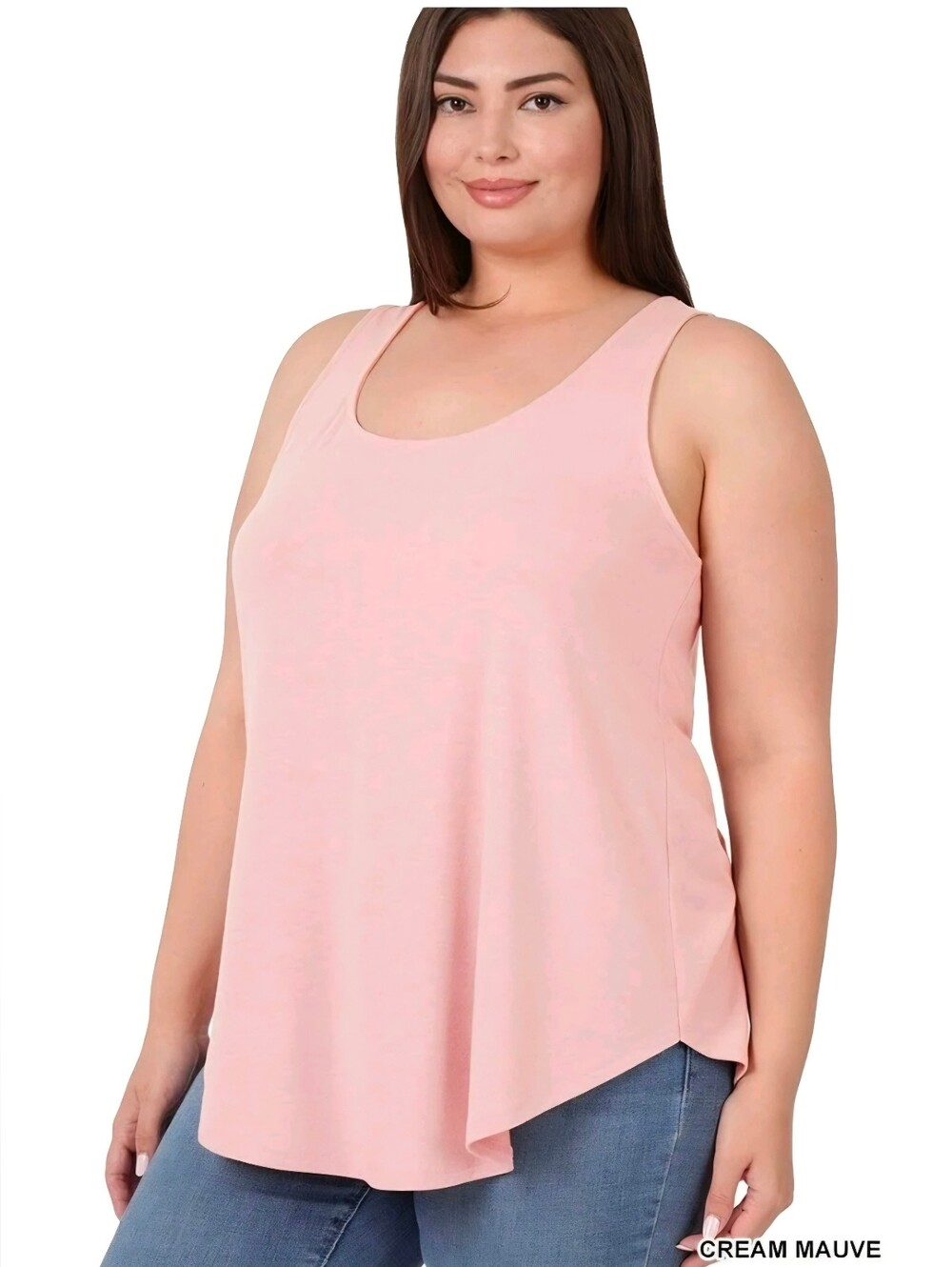 💢4For$20 Zenana Pink Scoop Neck Tank Top Round Hemline Relaxed Fit  Size 1X